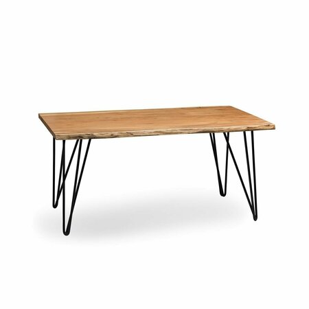 KD OFICINA 42 in. Hairpin Live Edge Wood with Metal Coffee Table, Natural KD2844163
